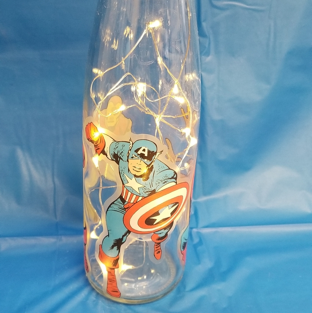 Lighted Marvel comics wine bottle